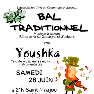 Affiche Bal Trad Youchka à Saint-Frajou avec Vivre en Comminges
